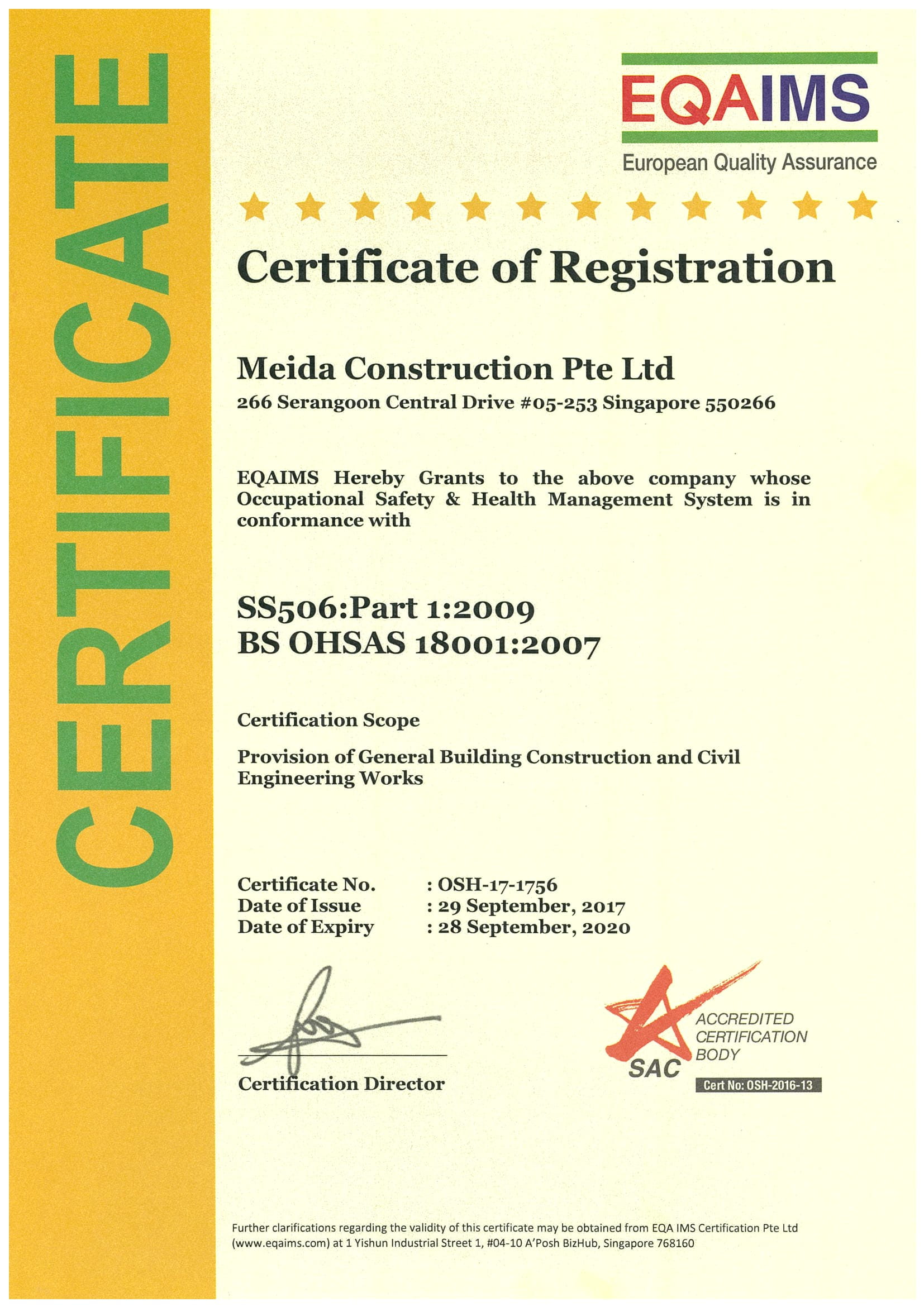 Meida Certificates OHSAS Meida Certificates OHSAS